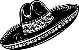 ai gerado silhueta mexicano chapéu sombrero Preto cor só vetor