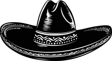 ai gerado silhueta mexicano chapéu sombrero Preto cor só vetor