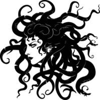 ai gerado silhueta medusa a mítico criatura com cabelo do serpente vetor