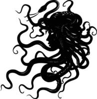 ai gerado silhueta medusa a mítico criatura com cabelo do serpente vetor