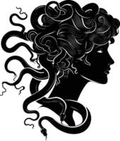 ai gerado silhueta medusa a mítico criatura com cabelo do serpente vetor