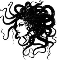 ai gerado silhueta medusa a mítico criatura com cabelo do serpente vetor