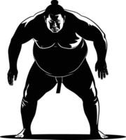 ai gerado silhueta japonês sumô atleta Preto cor só vetor