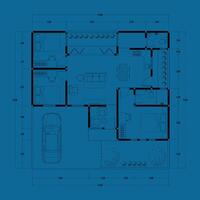 arquitetura plano com mobiliário. casa chão plano, isolado em azul fundo, estoque ilustração. vetor eps 10.
