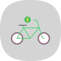 elétrico bicicleta plano curva ícone vetor