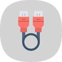 USB cabo plano curva ícone vetor