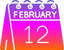 12º do fevereiro glifo gradiente ícone vetor