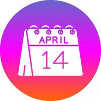 14º do abril glifo gradiente círculo ícone vetor