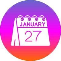 Dia 27 do janeiro glifo gradiente círculo ícone vetor