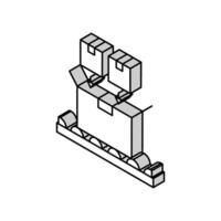 preenchidas produtos caixas embalagem dentro recipiente isométrico ícone vetor ilustração