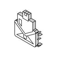 ordem enviando dentro carta isométrico ícone vetor ilustração