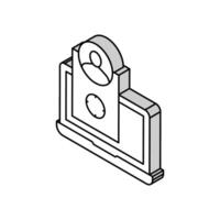 empregado alvo computador portátil tela isométrico ícone vetor ilustração