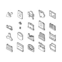 concreto Produção coleção isométrico ícones conjunto vetor