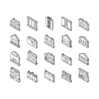 casa construções coleção isométrico ícones conjunto vetor