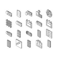 vergalhão construção coleção isométrico ícones conjunto vetor