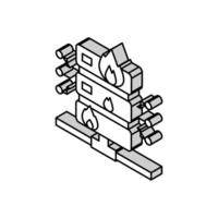 servidor fogo segurança sistema isométrico ícone vetor ilustração