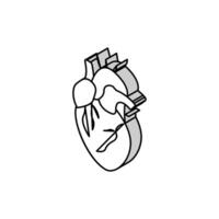 ilustração vetorial de ícone isométrico de órgão humano de coração vetor
