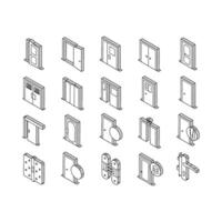 interior portas tipos coleção isométrico ícones conjunto vetor