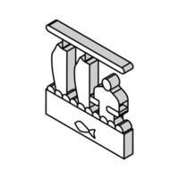 em processamento plantar salmão isométrico ícone vetor ilustração