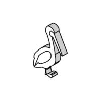 pelicano pássaro isométrico ícone vetor ilustração