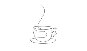 copo contínuo linha arte. café ou chá copo 1 linha desenho. quente beber com vapor vetor