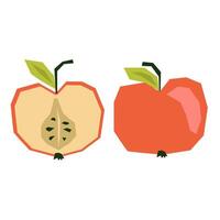 colorida Cortar fora maçã. fruta forma colori cartão ou papel. engraçado ingênuo infantil applique. vetor