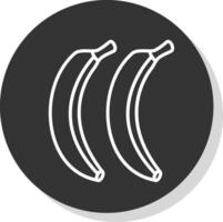 bananas linha cinzento ícone vetor