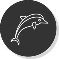 golfinho linha cinzento ícone vetor