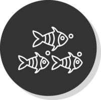 peixe linha cinzento ícone vetor