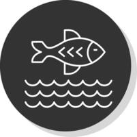 peixe linha cinzento ícone vetor