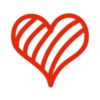 vermelho mão desenhado coração com diagonal listras vetor