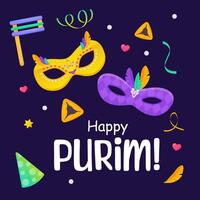 feliz purim poster para festa, bandeira, judaico feriado. religioso feriados e eventos vetor