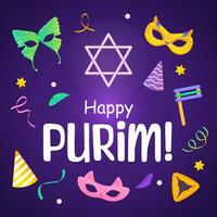 feliz purim poster para festa, bandeira, judaico feriado. religioso feriados e eventos vetor