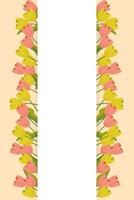 vertical cartão postal com tulipas em a fundo, lidar espaço. para cartão postal Projeto para Primavera feriados, marcha 8, mãe dia vetor
