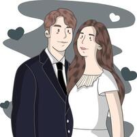 vetor ilustração do fofa Casamento casal desenho animado personagens