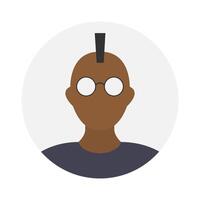 esvaziar face ícone avatar com iroquois e oculos escuros. vetor ilustração.