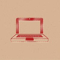 laptops meio-tom estilo ícone com grunge fundo vetor ilustração