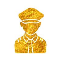 mão desenhado piloto avatar ícone dentro ouro frustrar textura vetor ilustração