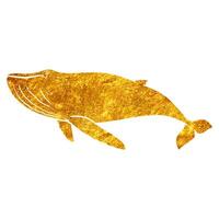 mão desenhado corcunda baleia dentro ouro frustrar textura vetor ilustração