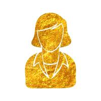 mão desenhado fêmea recepcionista ícone dentro ouro frustrar textura vetor ilustração
