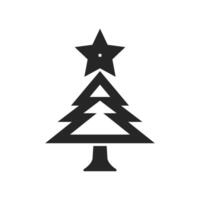 Natal árvore ícone dentro Grosso esboço estilo. Preto e branco monocromático vetor ilustração.