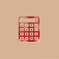 calculadora meio-tom estilo ícone com grunge fundo vetor ilustração