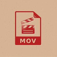 vídeo Arquivo formato meio-tom estilo ícone com grunge fundo vetor ilustração