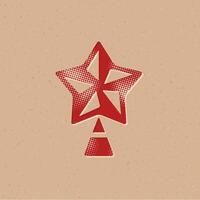 Natal Estrela meio-tom estilo ícone com grunge fundo vetor ilustração