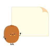 fofa engraçado kiwi fruta poster personagem. vetor mão desenhado desenho animado kawaii personagem ilustração. isolado branco fundo. kiwi fruta poster