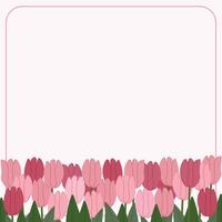 Rosa tulipa flores jardim quadro, Armação fronteira mão desenhado vetor fundo para decorar convite cumprimento aniversário festa celebração Casamento cartão poster bandeira fundo