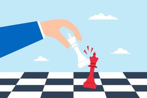 homem de negocios mão segurando xadrez rei para estratégico planejamento vetor