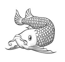 mão desenhado rabisco esboço aruanã peixe vetor