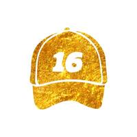 mão desenhado esporte chapéu ícone dentro ouro frustrar textura vetor ilustração