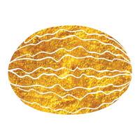 mão desenhado água Melão ícone dentro ouro frustrar textura vetor ilustração